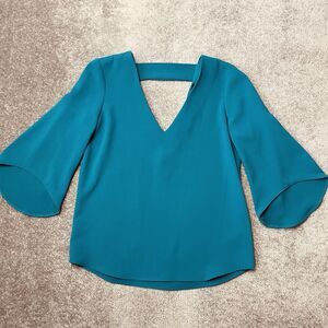 Fifteen Twenty Shirt Womens Small Teal Green Dressy Formal Fancy Top Party